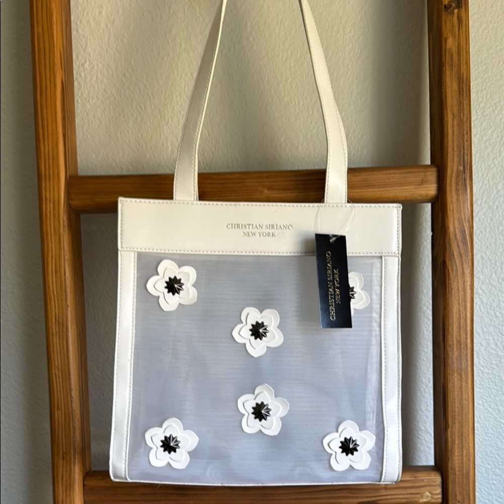 🖤 Christian Siriano Black & White Floral Tote Bag 🖤 - Picture 6 of 13